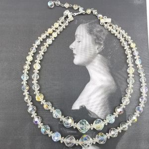 Vintage 2 tiered Aurora Borealis crystal necklace